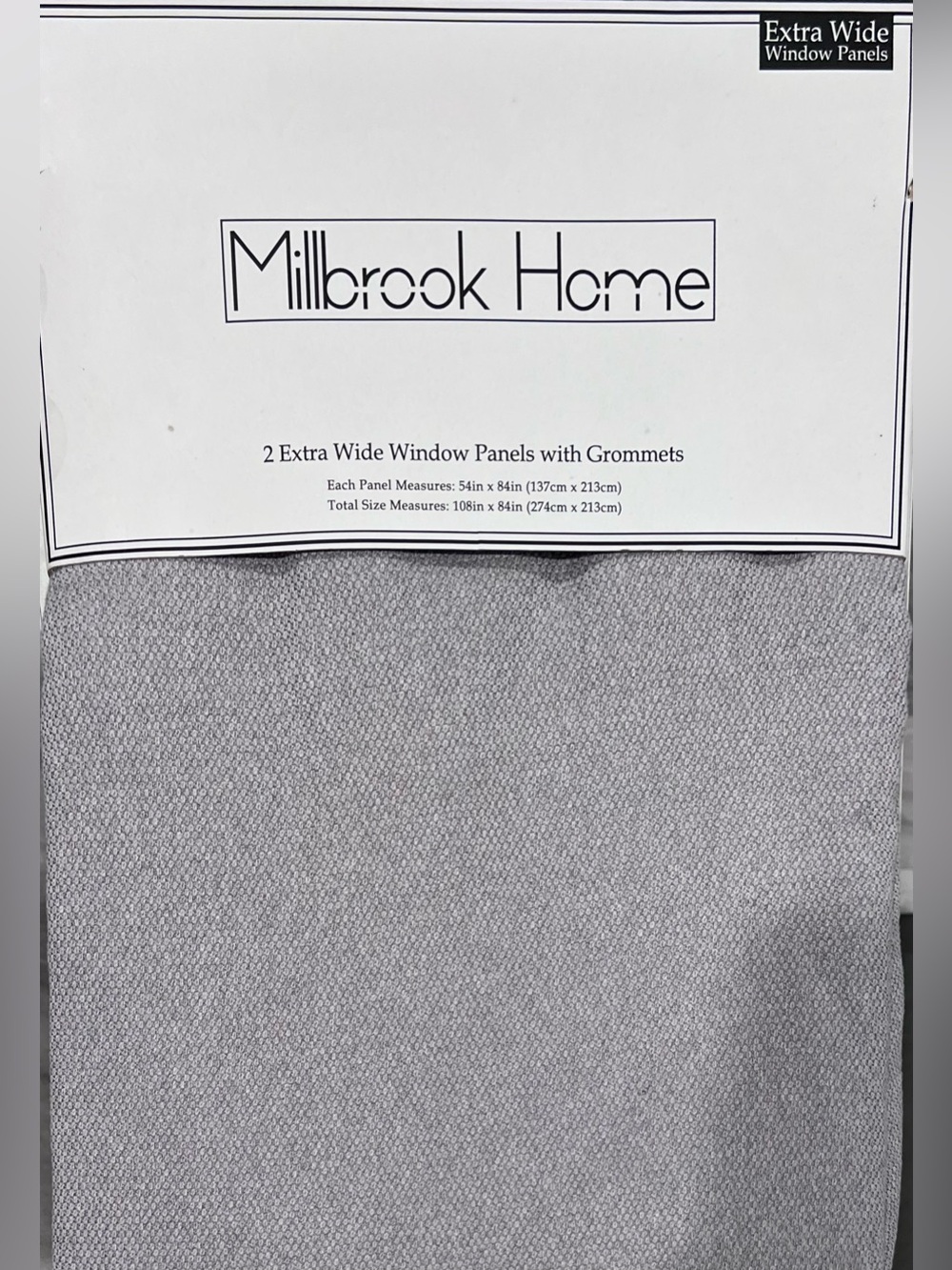 Millbrook Home Two 54 in x84 Extra Wide Panels With Grommets  Light Gray